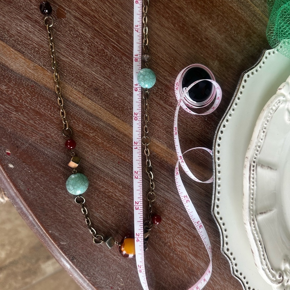 Source Unknown Blue And Orange Beaded Necklace Vi… - image 6